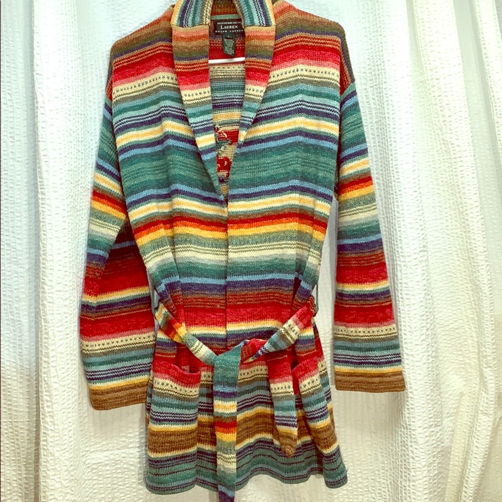 Lauren Ralph Lauren hand knit long cardigan.